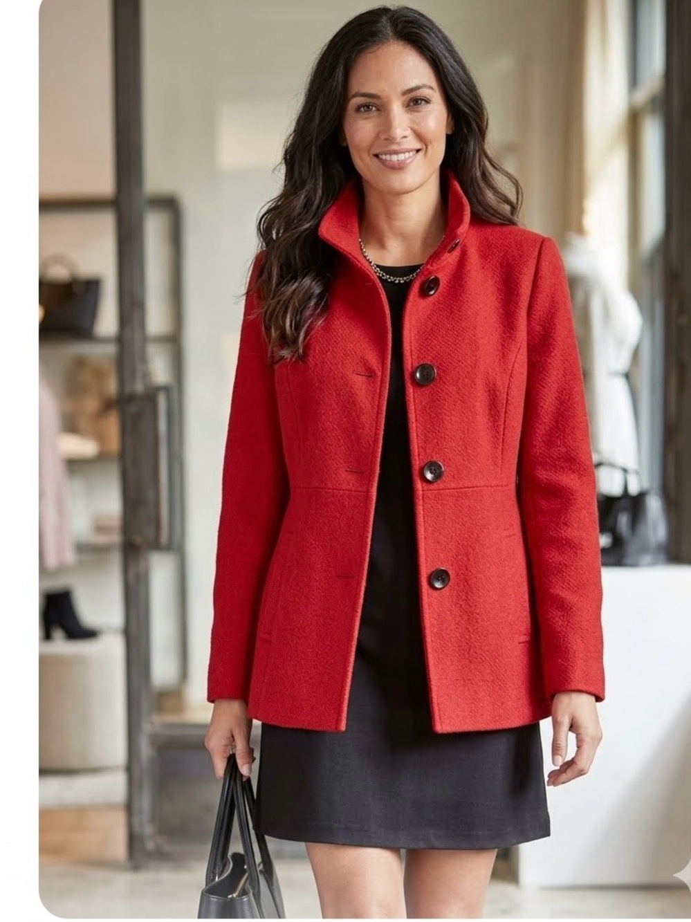 Old Navy Red Stand Collar Wool Blend Jacket Like New